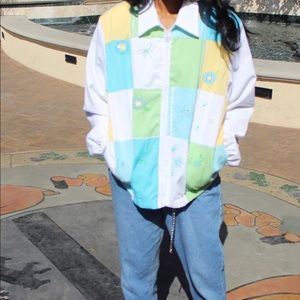 Vintage Pastel Patch White Bomber Jacket